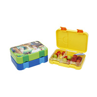 Boîte à lunch rectangulaire pour enfants Oumeng avec compartiments, sans BPA, en silicone écologique, boîte à bento et à collations avec séparateurs