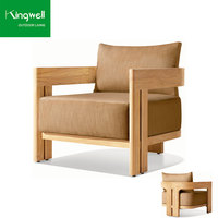 Table basse d'extérieur moderne en bois de teck massif et ensemble de canapé sectionnel pour hôtel, parc ou appartement, salon et jardin