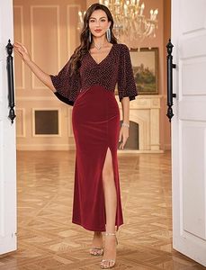 Vestido <span class=keywords><strong>de</strong></span> Cóctel <span class=keywords><strong>de</strong></span> Terciopelo <span class=keywords><strong>de</strong></span> Lujo <span class=keywords><strong>para</strong></span> Mujer, Vestido <span class=keywords><strong>de</strong></span> Fiesta con Lentejuelas y Abertura, Mangas Acampanadas y Cuello en V, Ideal <span class=keywords><strong>para</strong></span> Invitadas <span class=keywords><strong>de</strong></span> <span class=keywords><strong>Boda</strong></span>. - Product Image 3
