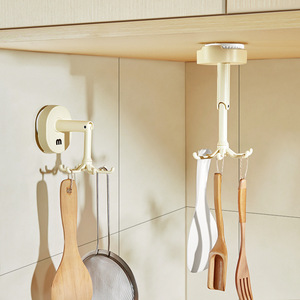 Suction Cup Hook <b>Kitchen</b> Six Claw Rotating Adhesive Hook Multifunctional No Drill Press Type Spoon Spatula Hanger Storage <b>Rack</b> - Product Image 1