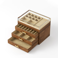 Étui de présentation de bijoux rectangulaire moderne et simple en cuir PU givré, personnalisable, avec fermeture magnétique et couvercle de protection transparent pour boutique