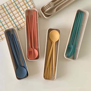 Juego de Cubiertos Portátil para Camping, Cuchara, Tenedor, Cuchillo y Palillos, en Estuche de Trigo, en Oferta - Product Image 6