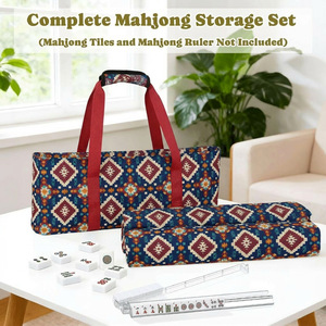 Jeu de Mahjong moderne en mélamine 166 tuiles, sac fourre-tout en toile, 4 supports, indicateur de vent, 3 dés, 100 jetons, cartes de scores, kit cadeau personnalisé - Product Image 4