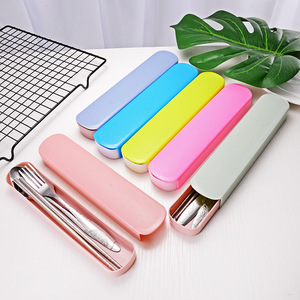Stainless Steel Flatware Set With Lid Rectangular Portable Camping Utensil Set Knife Fork Spoon Chopsticks - Product Image 1