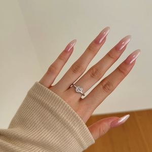 Dylam Exquisite Classic Design Fine Jewelry Brushed Surface Sterling <b>Silver</b> <b>Solitaire</b> Diamond Oval 5A Zirconia Wedding <b>Rings</b> - Product Image 6