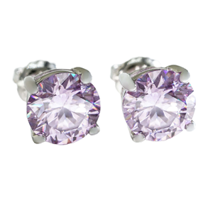 Wholesale Hip Hop Jewelry 7MM Gold Plated Brilliant Cut Color Iced Cubic Zircon Diamond IGI Certified 925 <b>Silver</b> <b>Stud</b> Earrings - Product Image 3