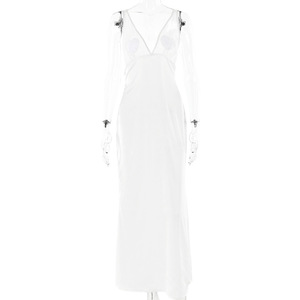 Robe longue de soirée sexy de style européen et américain, col en V, dos nu, transparente, pour femmes, mode été - Product Image 5