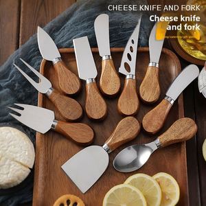 Juego de Cuchillos para Queso y Mantequilla de Acero Inoxidable con Mango de Madera, Cuchillo y Tenedor para Cortar Queso, Mantequilla y Pastel con Logotipo Personalizado - Product Image 2