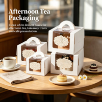 Boîtes à gâteaux, cupcakes et desserts écologiques en papier kraft recyclé, portables, avec fenêtre transparente