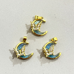 Pendentif Breloque Papillon Lune avec Incrustation de Cristal pour Collier Femme, Boucles d'Oreilles, Bracelet DIY, Bijoux 1001 1100 Origine Yiwu - Product Image 4
