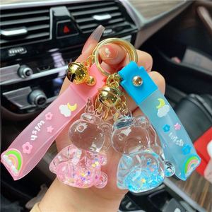 Creative Oil Nightlight Bubble Bead Unicorn Quicksand Bottle Keychain Cartoon Floating Liquid <b>Key</b> <b>Chain</b> - Product Image 3