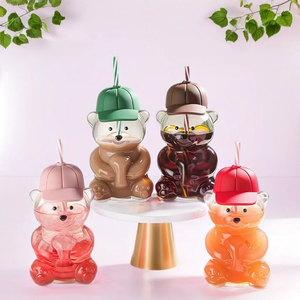 Vaso de Vidrio <span class=keywords><strong>con</strong></span> Diseño Clásico en Forma de Oso de Peluche, Tazas Bonitas de Dibujos Animados para Café y Jugo, para Té y <span class=keywords><strong>Leche</strong></span>, para Uso en Restaurantes - Product Image 4
