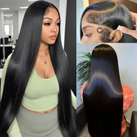 Perruques Lace Front en Cheveux Humains Brésiliens Bruts Pas Chères, Perruques Droites Naturelles en Cheveux Humains pour Femmes Noires, Perruques Frontales HD en Cheveux Humains