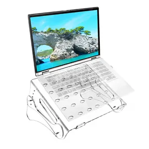 Suporte acrílico transparente ajustável para notebook, suporte para notebook e laptop, para uso em escritório doméstico