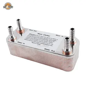 Pelat Penukar Panas Kualitas Terbaik 20/30/40/50/60 Pelat Baja Tahan Karat Pelat Wort Chiller dengan 1/2 "Barb Pembuat Bir Pendingin