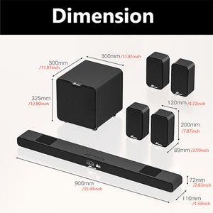 Soundbar 35 inch cho TV với loa siêu trầm không dây, âm trầm sâu, âm thanh vòm, điều khiển từ xa, hệ thống rạp hát gia đình 7.<span class=keywords><strong>2</strong></span> kênh, 6 hiệu ứng mic - Product Image 2