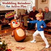 Jouet gonflable personnalisé de Noël : lancer d'anneaux renne en PVC, jouet gonflable renne à bascule, poupée gonflable à frapper