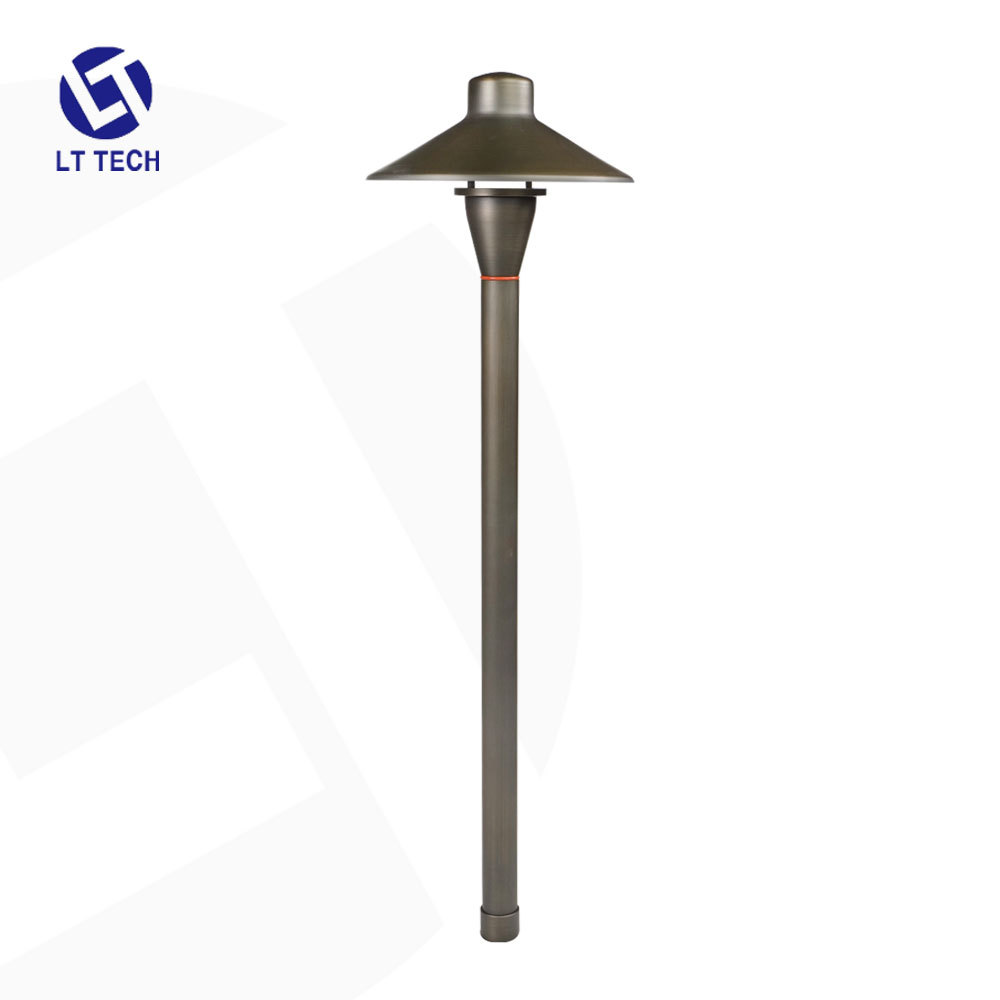 Die-Cast Brass LT2402 Low Voltage 12V AC/DC Landscape Lighting Brass Path Light with Brass G4 LED Bulb for Garden Lighting