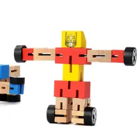 Doğal deformasyon çocuk's entelektüel akıllı Robot oyuncaklar toptan ahşap Robot oyuncak