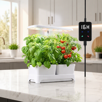 Système de culture de plantes d'intérieur avec pot auto-arrosant, réservoir d'eau et lampe de culture LED télescopique pour herbes aromatiques