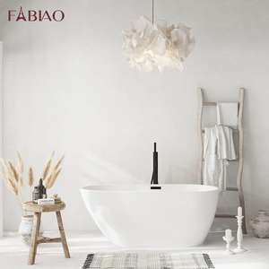 FABIAO paket tumpukan bentuk Oval bak mandi tunggal kecil akrilik murni dengan meluap tanpa bingkai - Product Image 6