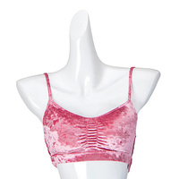 Haut classique en velours rose pour femmes, vêtements de gymnastique pour dames, pôle Sexy, Fitness, taille basse, vêtements de danse