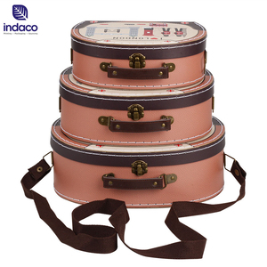 Vintage printed children's paper luggage with handle gift <b>box</b>, recyclable baby shoe and clothing cardboard packaging <b>box</b> - Product Image 5