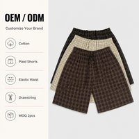 Shorts en coton et polyester à carreaux 130 g/m², taille élastique, décontractés, sportifs, pour l'été, tailles S-2XL, vente en gros