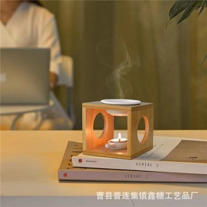 Portavelas creativos de bambú y madera para el hogar, lámparas de aceites esenciales, quemadores de incienso, soportes de incienso de madera e incienso. - Product Image 1