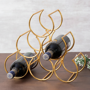 Fancy Design Iron Metal Wire Wine <b>Rack</b> Golden Finished for Home Tabletop Decoration Customized Wine <b>Bottles</b> Holder - Product Image 1