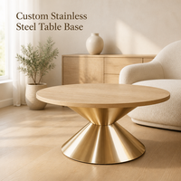 Pieds de table évasés en acier inoxydable sur mesure, base robuste pour table basse, table à manger, table d'appoint, verre, marbre, bois, métal OEM