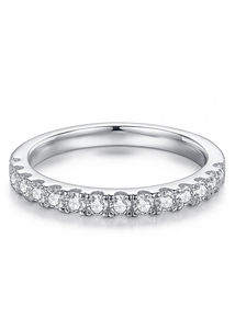 Anillo de Eternidad con Diamantes de Corte Redondo Chapado en Oro de 14K, Anillo de Bodas para Mujer, Joyería con Piedras Preciosas - Product Image 4