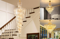 SIMIG Moderne De Luxe Or Spirale Cristal Lustre Longue Durée Élégant Pendentif Lumière pour Duplex Escaliers Escaliers