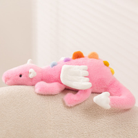 Coussin en peluche Dragon Volant Rose Mignon de 50 cm, Dinosaure en Peluche Doux et Moelleux avec Pointes Colorées, Cadeau d'Anniversaire pour Enfants