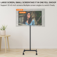 Chariot TV mobile KHCOOHOO de 65 pouces avec étagère et roulettes, acier laminé à froid noir, capacité de 20 kg, inclinaison de 15° pour téléviseur LCD de 32 à 65 pouces