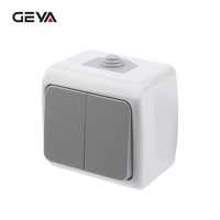Interrupteurs muraux minimalistes durables GEYA, norme européenne, matériau PC, IP54, 10A 250V, 2 gangs, 1 voie, étanches, 40000