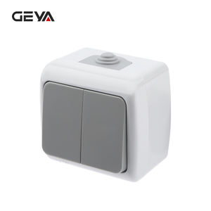 Interrupteurs muraux minimalistes durables GEYA, norme européenne, matériau PC, IP54, 10A 250V, 2 gangs, 1 voie, étanches, <span class=keywords><strong>40000</strong></span> - Product Image 2