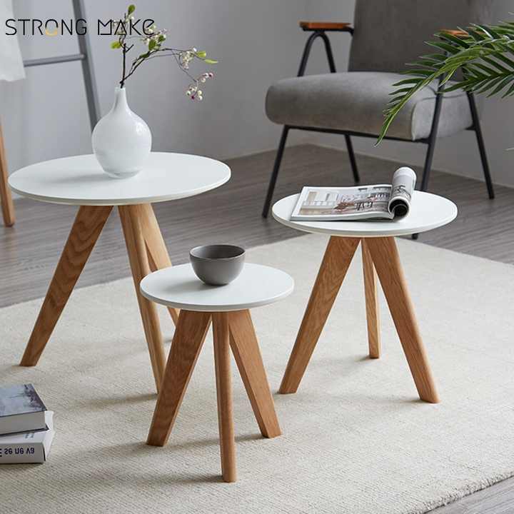 Modern Home Nordic Living Room Furniture Oak Solid Wood Leg White Round ...