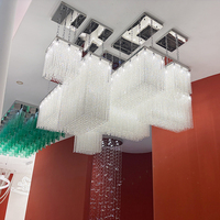 Lustre rectangulaire sur mesure en cristal, suspension artistique moderne pour hall d'hôtel, salle de mariage, projet commercial, décoration