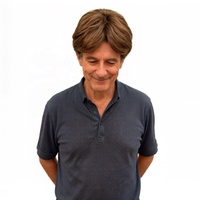 Perruque synthétique courte ajustable pour homme, coupe droite, en fibres haute température, avec raie au milieu, sans frange, 6 couleurs, pour usage quotidien senior, 1 pièce