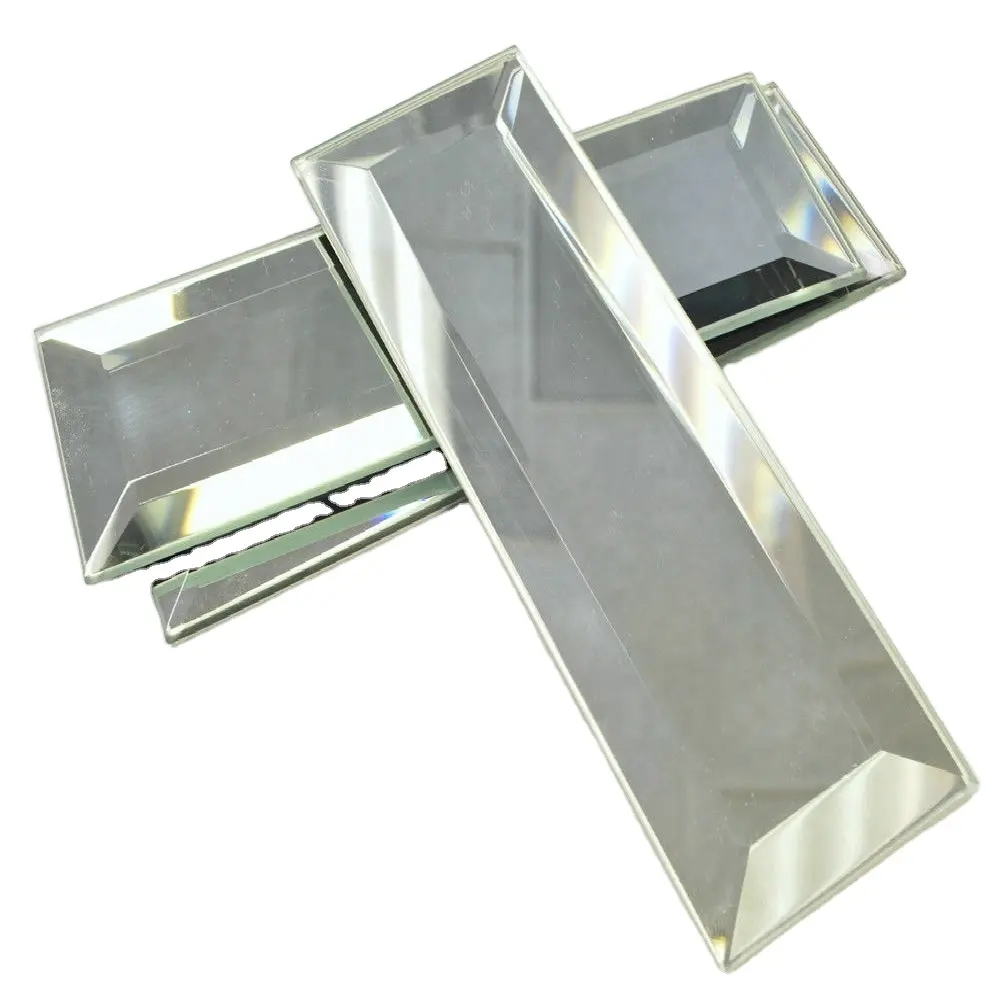 3mm 4mm 5mm 6mm decorative wall Silver beveled Mirror Tiles  mirror glass tiles  for Bathroom Decoration