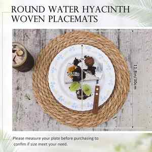 Natural Hand-Woven 10" 12" Cattail Placemats Rustic Braided Wicker Table <b>Mats</b> Farmhouse Weave Place <b>Mats</b> <b>Plates</b> - Product Image 5