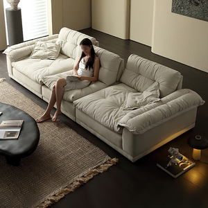 Sofá de tela estilo nube con respaldo móvil, asiento extra profundo, sofá tipo <span class=keywords><strong>nido</strong></span> humano de fila recta - Product Image 1