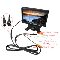 Moniteur de caméra de recul de voiture avec écran LCD couleur TFT HD 7 pouces 2CH