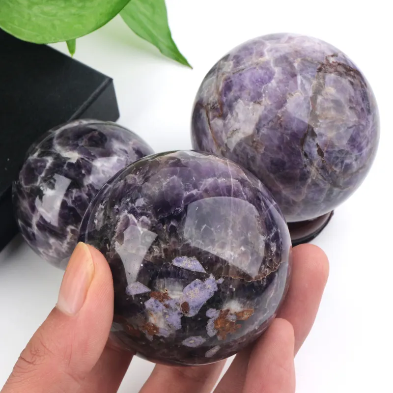 CHE SE Wholesale Natural Crystal Polished Ball Dream Amethyst Sphere Healing Crystals