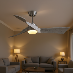 Ventilateur de plafond en nickel brossé de 52 pouces avec lumière, télécommande, moteur DC, usage domestique - Product Image 2