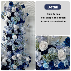 Decoración de Fondo para Fiestas SMOOTH, Camino de Flores Artificiales, Hilera de Flores de Rosa Azul Polvoriento para Eventos de Boda - Product Image 3