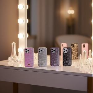 Custodia di Lusso Antiurto in TPU+PC con Diamanti Goffrati e Glitter per iPhone 15 - Product Image 2