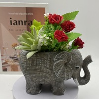 Pot de fleurs en résine éléphant mignon, décoration porte-bonheur, pot à succulentes, ornement en poterie