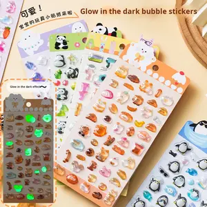 Stiker 3D Stereo Anak-Anak Kreatif Kartun Glitter Kristal Timbul Menyala dalam Gelap Bahan PVC+PET+Resin Epoksi Berkualitas Tinggi - Product Image 2